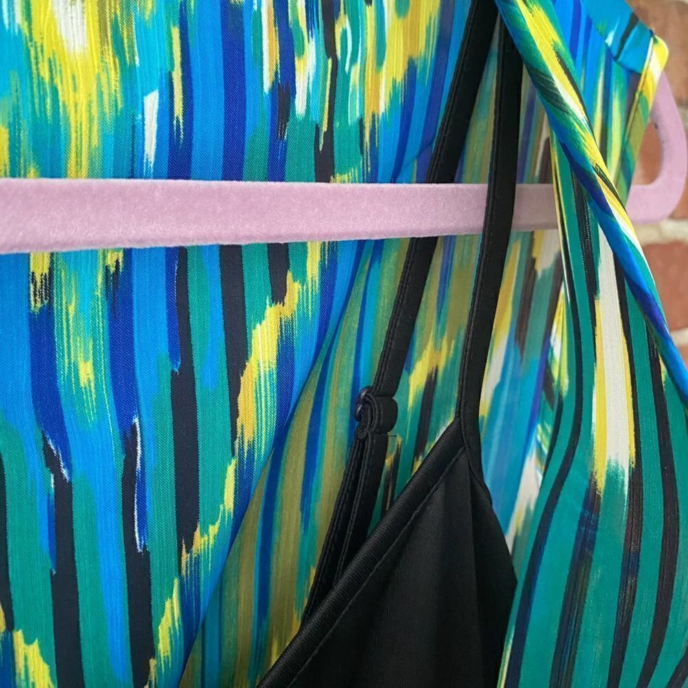 Dress Barn Printed Tank Pencil Skirt Dress Blue, Green, Yellow, Black Size 10 - Picture 6 of 14